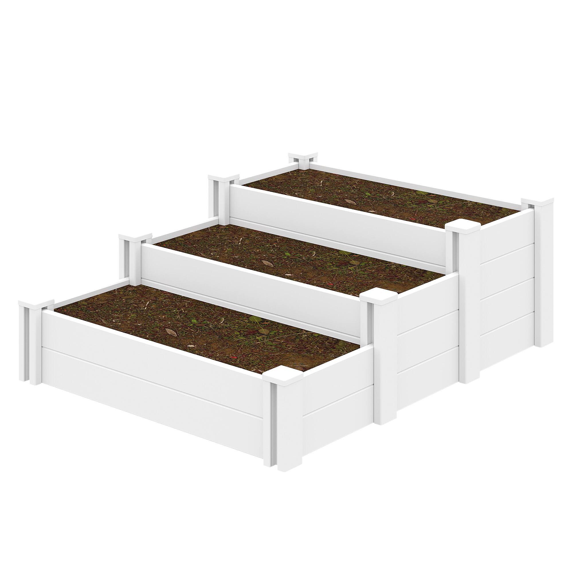 Angle. PexFix - 37.3 in. W x 16.9 in. H Rectangle Vinyl PVC Planter Box Raised Garden Beds-Perfect for Patio and Backyard Use - White.