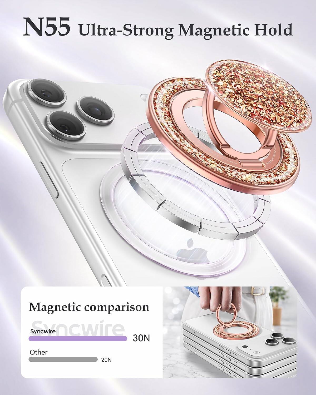 N55 Ultra-Strong Magnetic Hold

Magnetic comparison
Syncwire 30N
Other 20N