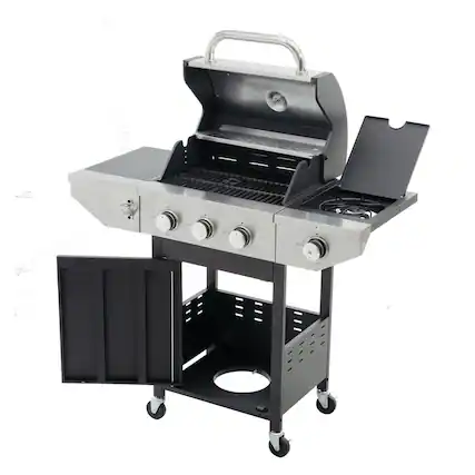 Front. Ecooso - Propane Grill 3 Burner Barbecue Grill Stainless Steel Gas Grill with Side Burner, 37,000 BTU Outdoor Cooking, Patio - Silver.