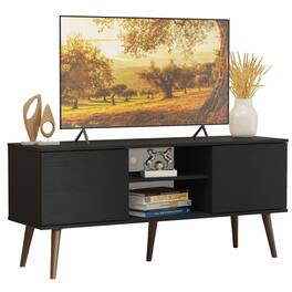 Madesa - TV Stand with 2 Doors and 2 Open Shelves with Cable Management 53"L Media Storage - Black