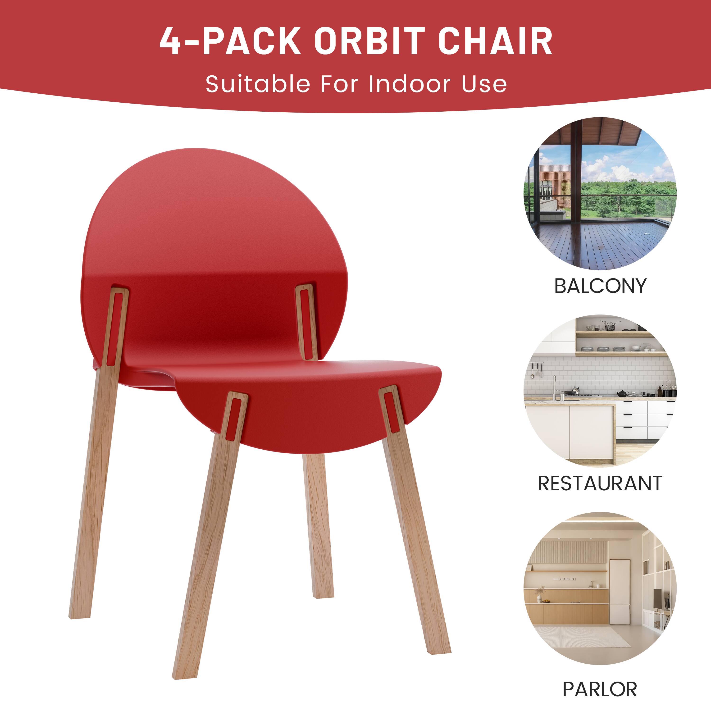 4-Pack Orbit Chair  
Suitable For Indoor Use  
Balcony  
Restaurant  
Parlor