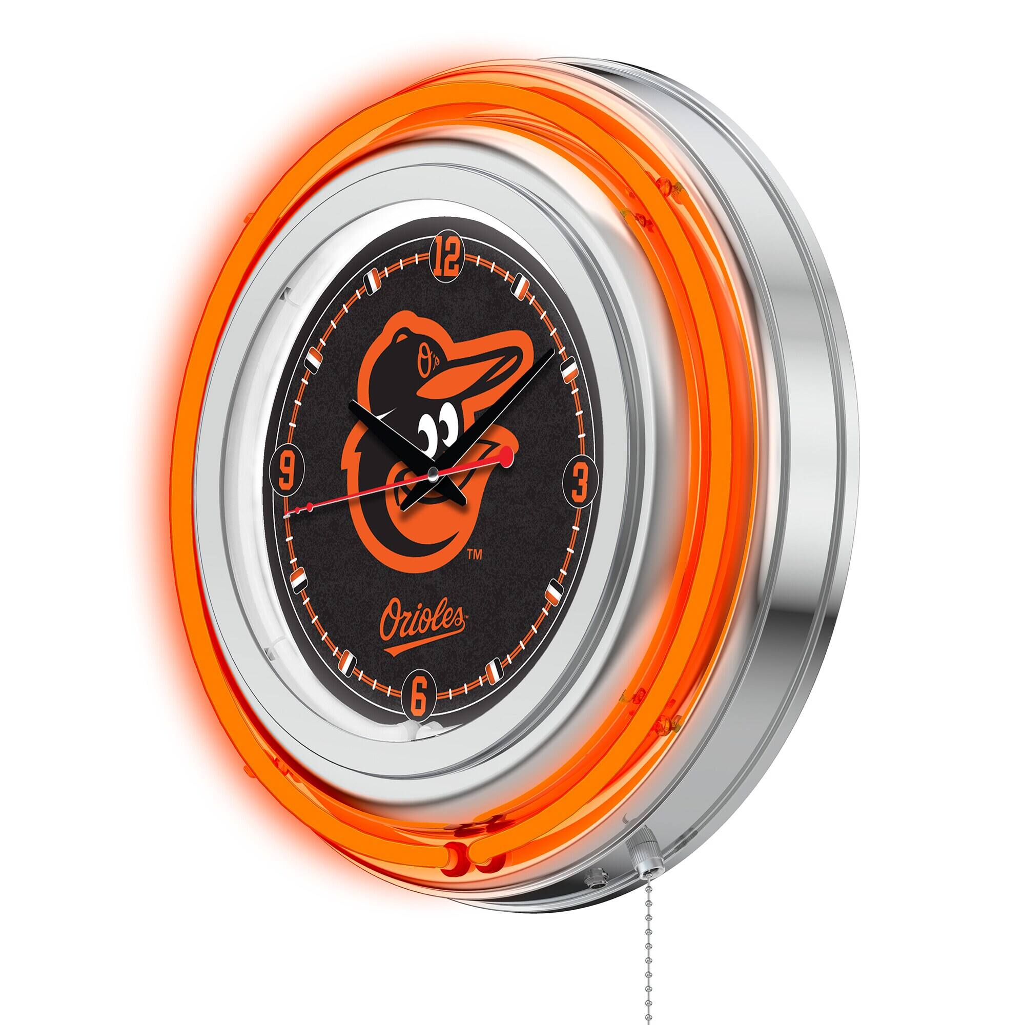 Alt View 1. Holland Bar Stool Co. - Baltimore Orioles Double-Walled Neon Clock - Multicolor.