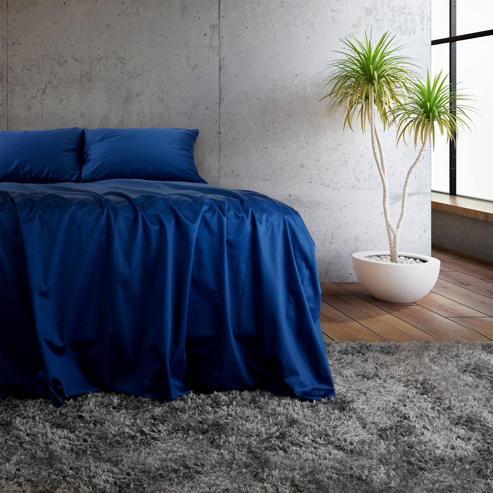 Alt View 10. Sleepgram - Sleepgram Supima 400 Thread Count Cotton Duvet Cover with Travel Bag, King, Blue - Blue.