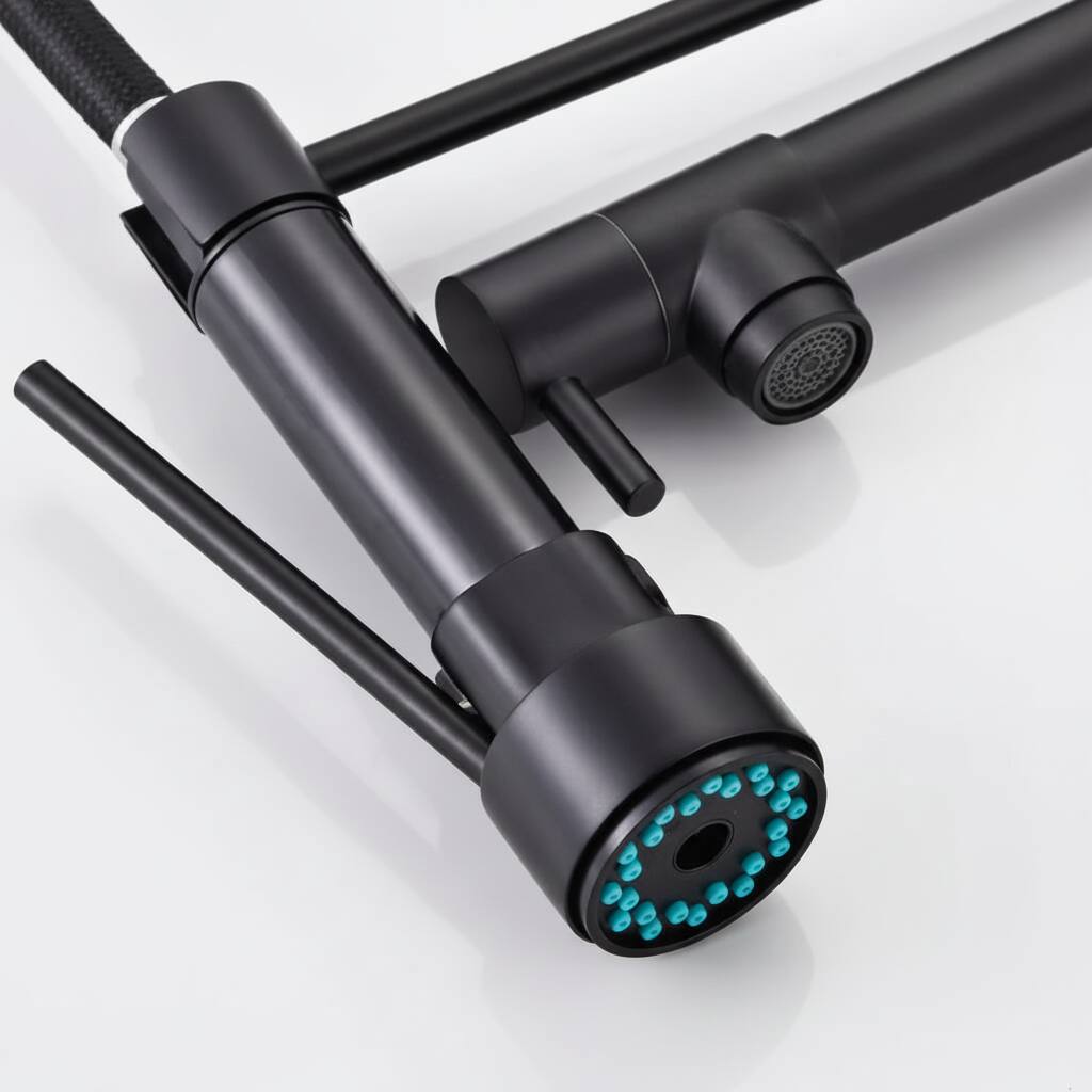 Angle. Siljoy - Kitchen Faucet with Pull Down Sprayer Single Handle & Hole 2- Function Stainless Steel Spring Neck Matte Black - Matte Black.