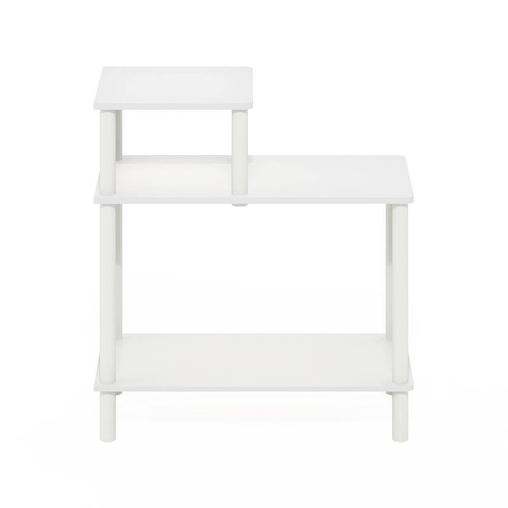 Angle. Furinno - TURN-N-TUBE Night Stand, 3-Tier Rectangle Nightstand with Open Shelf, Toolless Assembly Side Table, End Table - White/White.