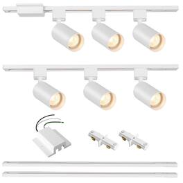 Dazzed Corner - 6-Light LED Track Lighting Kit, 6.6FT H Track Lighting Rails, No Bulbs - White