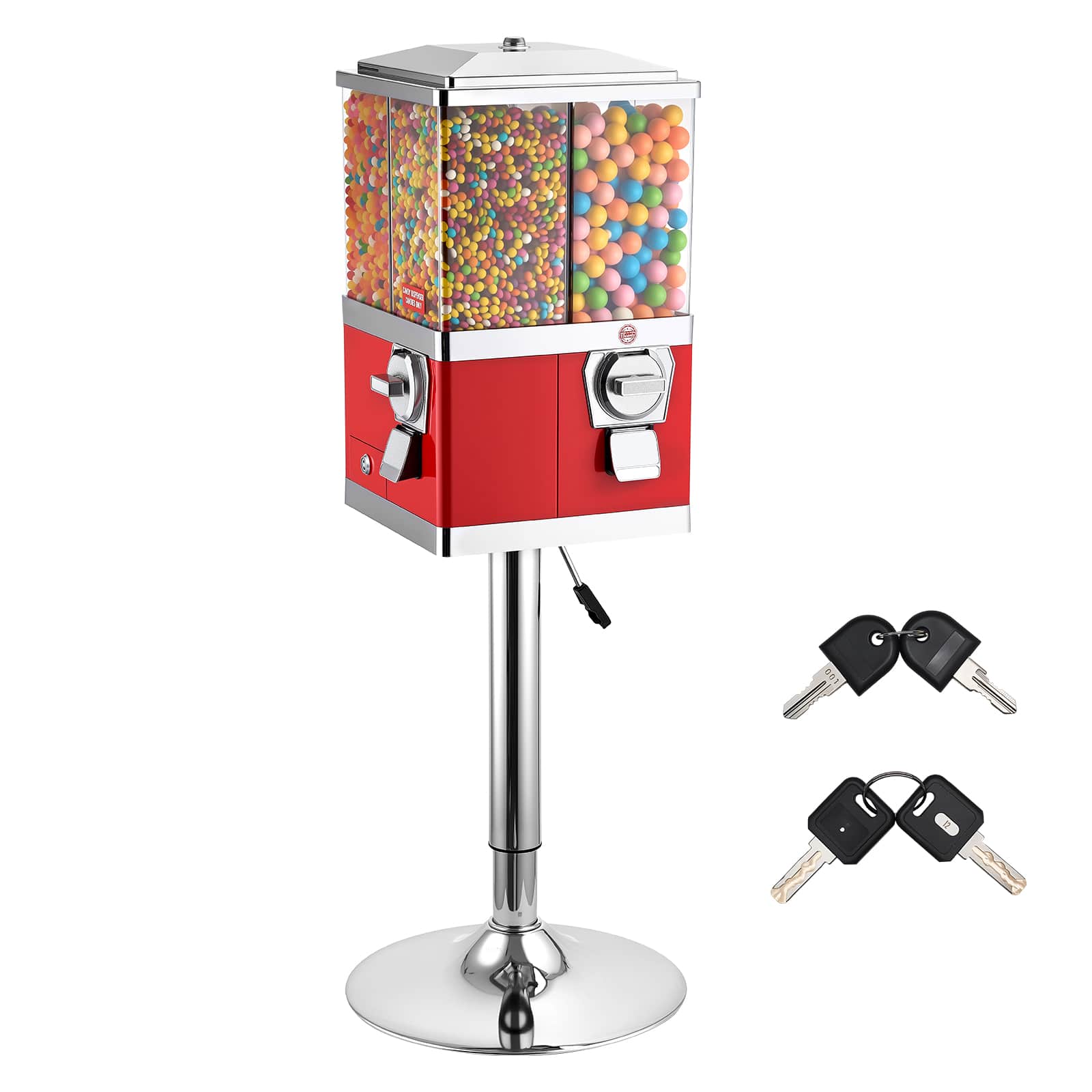 VEVOR - Candy Vending Machine, Four Compartment Candy Vending Machine with Stand, Gumball & Candies Vendings Machines - Red