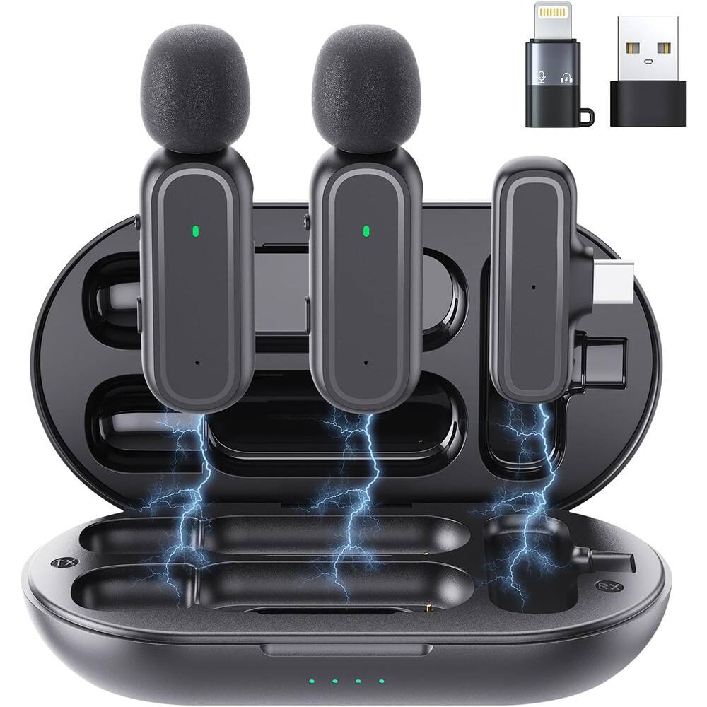 MOSZAR LLC - Wireless Clip-On Microphone – Noise-Reducing Lapel Mic with Charging Case