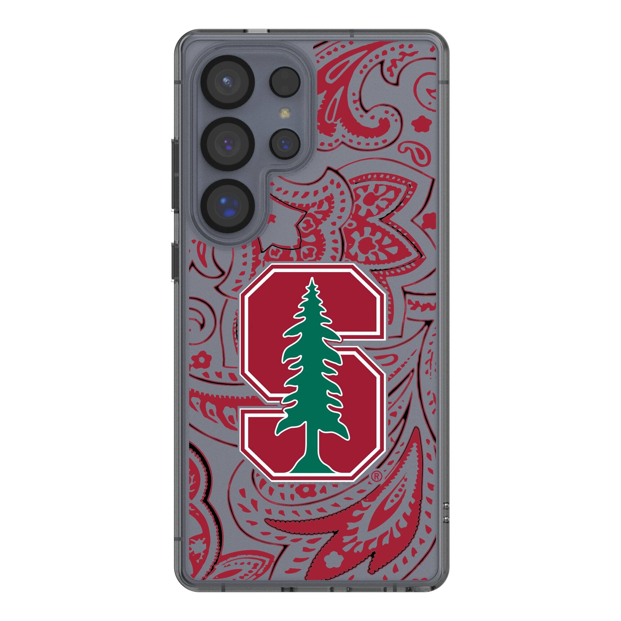 Front. Keyscaper - Stanford Cardinal Paisley Galaxy Clear Case - S23 - Multicolor.
