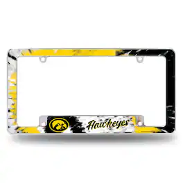 Rico Industries - Iowa Hawkeyes Chrome Metal License Plate Frame with Bold Tie Dye Design - Multi