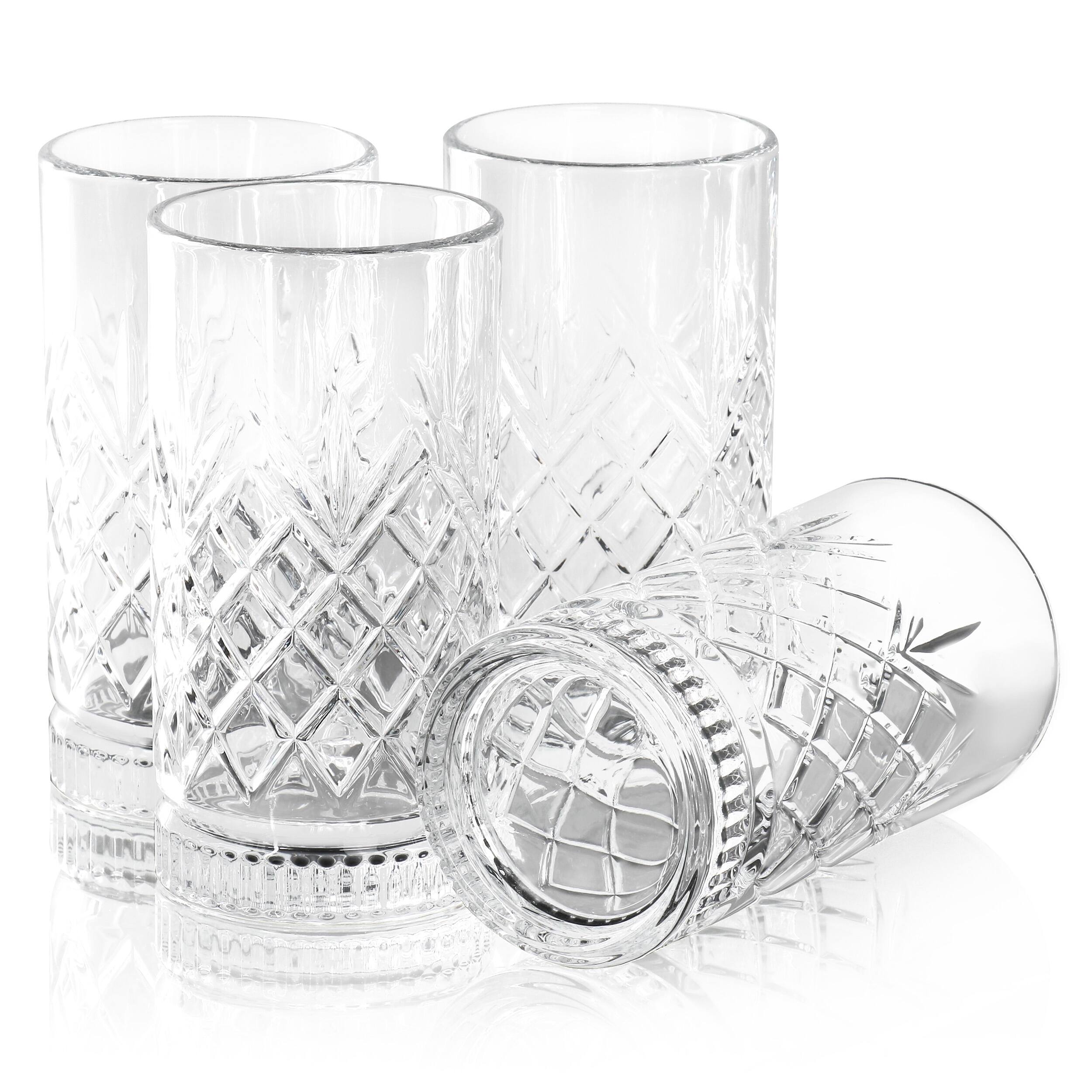 Alt View 2. Gibson - Gibson Home 4 Piece 16 Ounce Diamond Embossed Glass Tumbler Set - Clear.