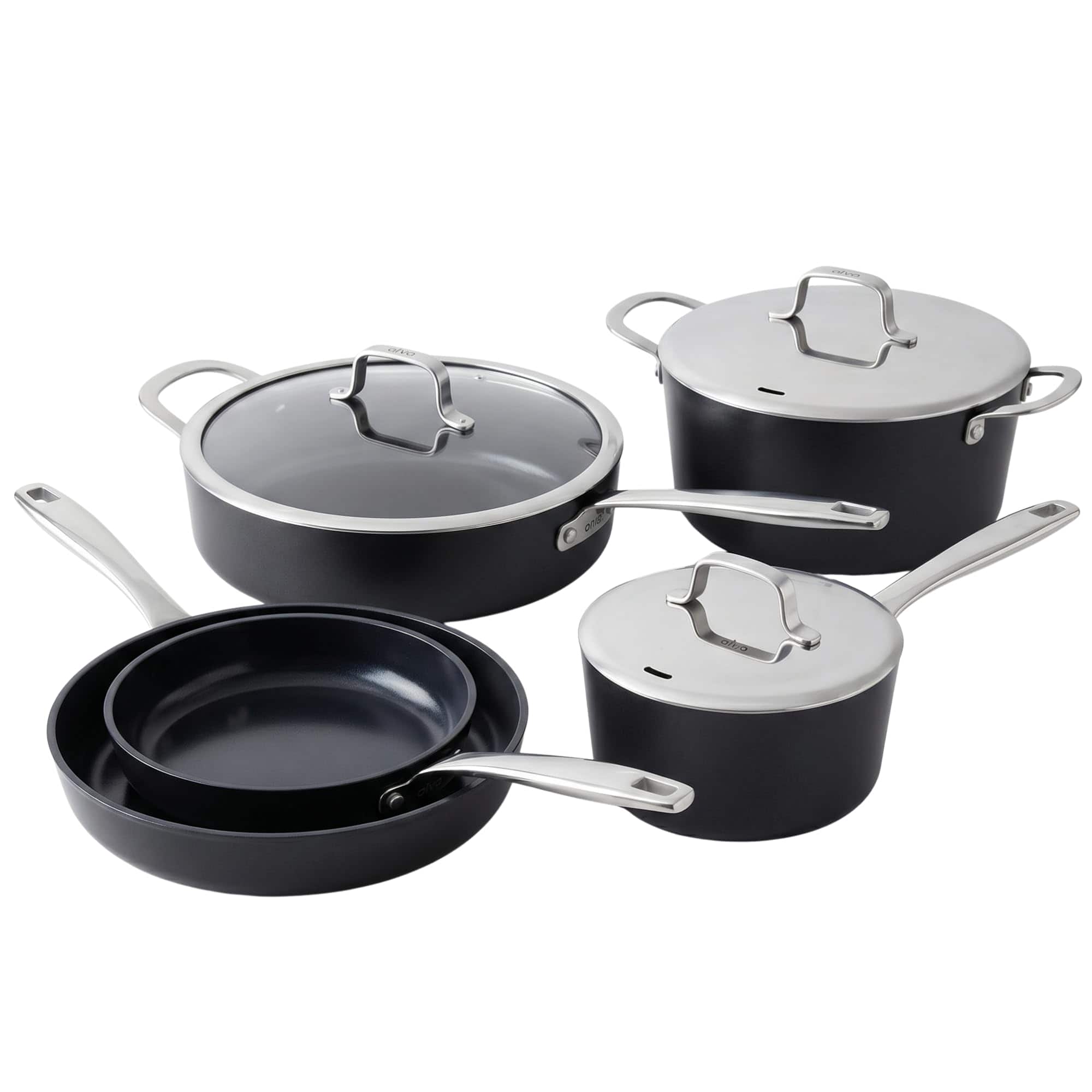 Alva - Maestro 8-Piece Healthy Ceramic Nonstick Cookware Set – PFAS-Free, Induction & Oven Safe - Black