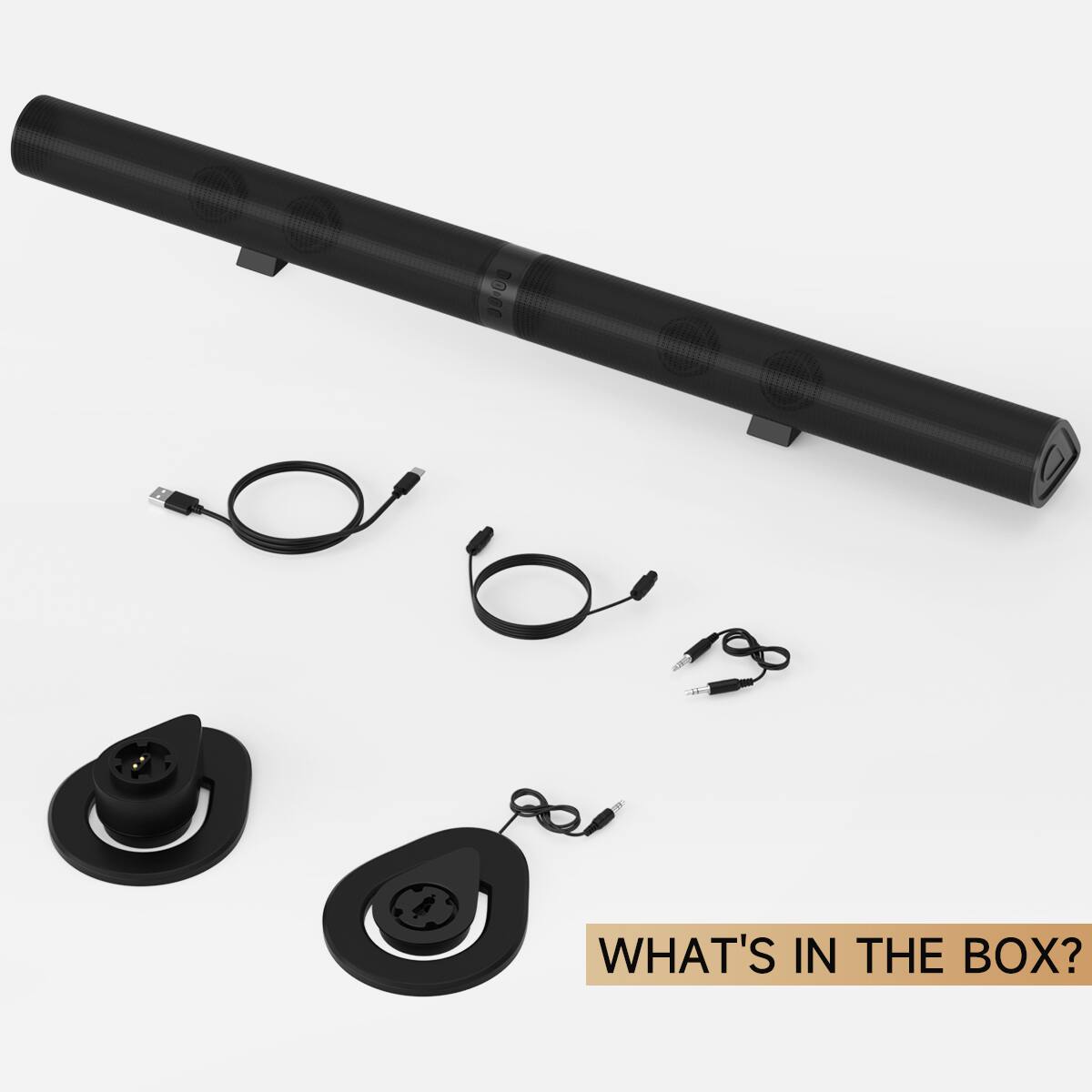 Left. Topteng - ​​BS-56 2.0ch Detachable Bluetooth 5.3 Soundbar with Wireless Subwoofer Portable Home Theater for TV/PC​ - Black.