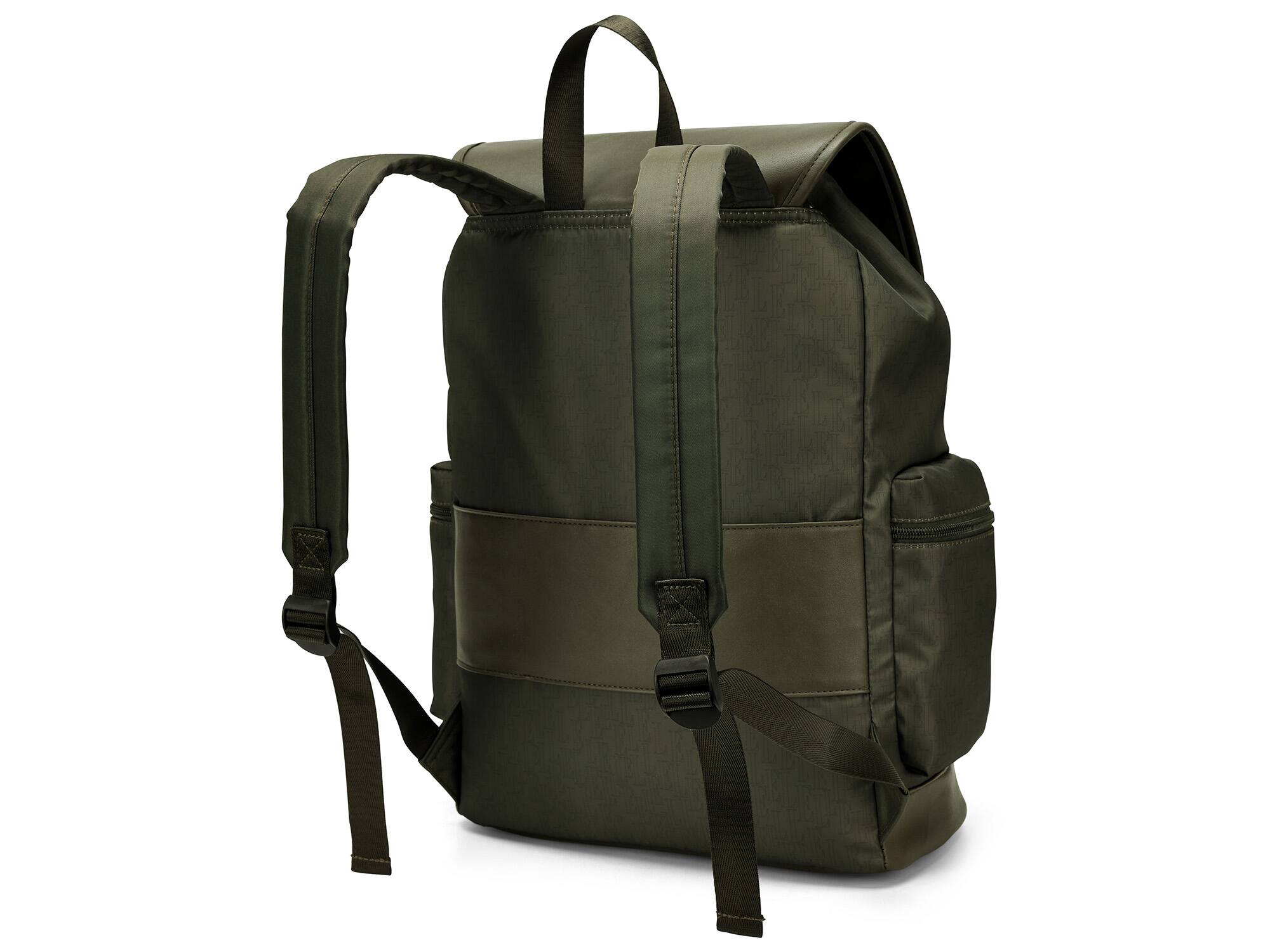 Back. Elle - ELLE Wayfarer 23L Monogram Travel Backpack - Olive Green - Olive Green.