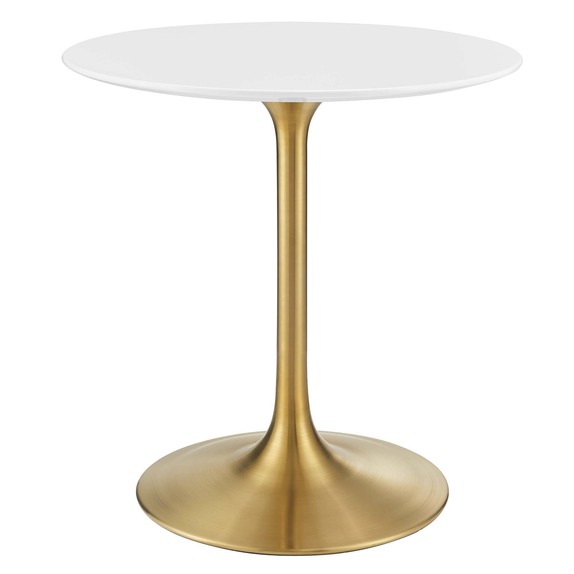 Angle. Modway - Lippa Round 28" Dining Table - Gold White.