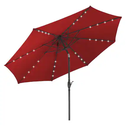 Front. Ainfox - Ainfox 10FT Solar LED Patio Umbrella with Tilt and Crank UV Protection for Garden Deck Backyard Pool Beach with light - red.