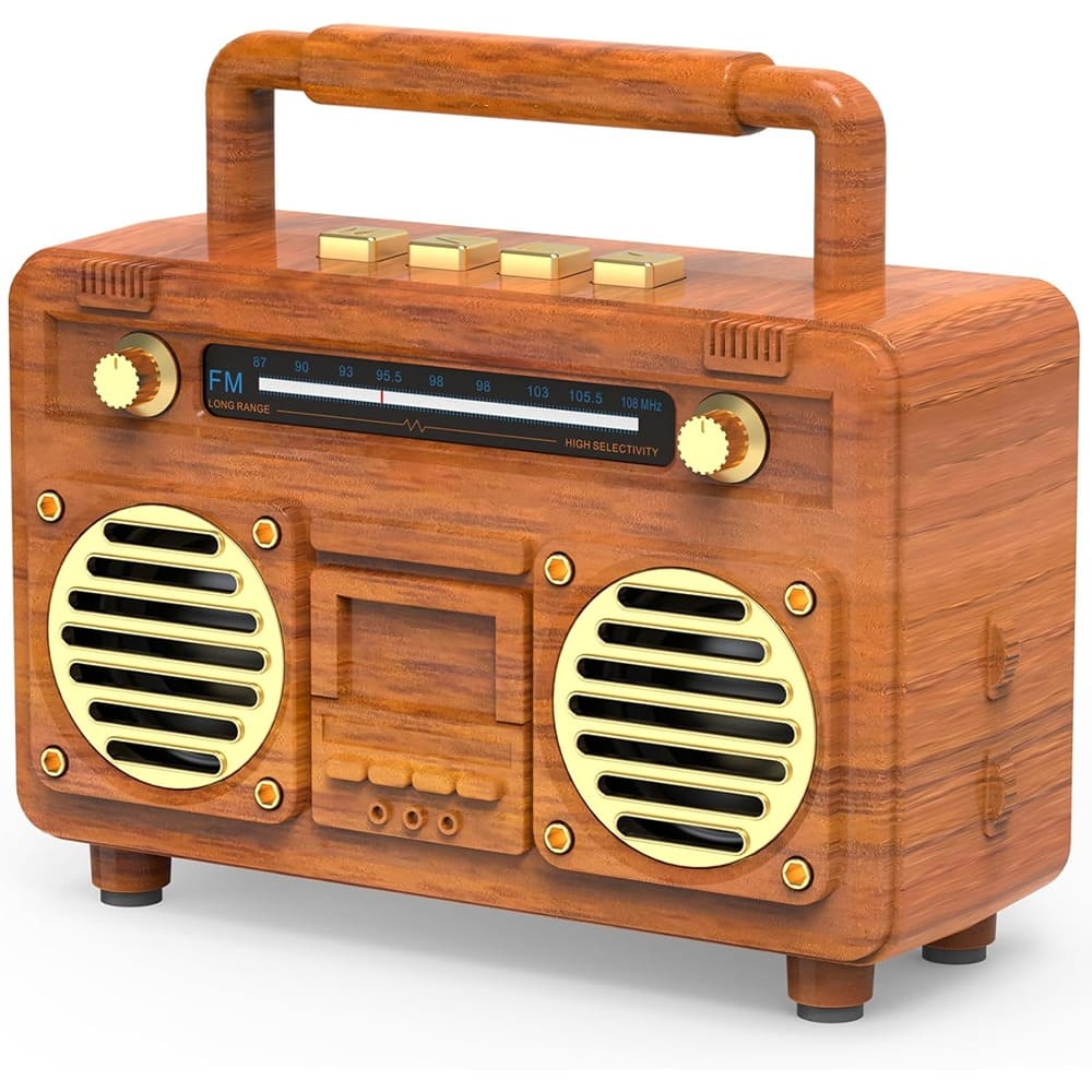 ACJPR - Mini Retro Bluetooth Speaker, Vintage Radio Style, TF Card Support, Cute Gift