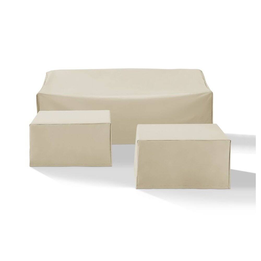 Left. Crosley Furniture - 3Pc Outdoor Sectional Furniture Cover Set - Sofa & 2 Square Table/Ottoman - Tan.