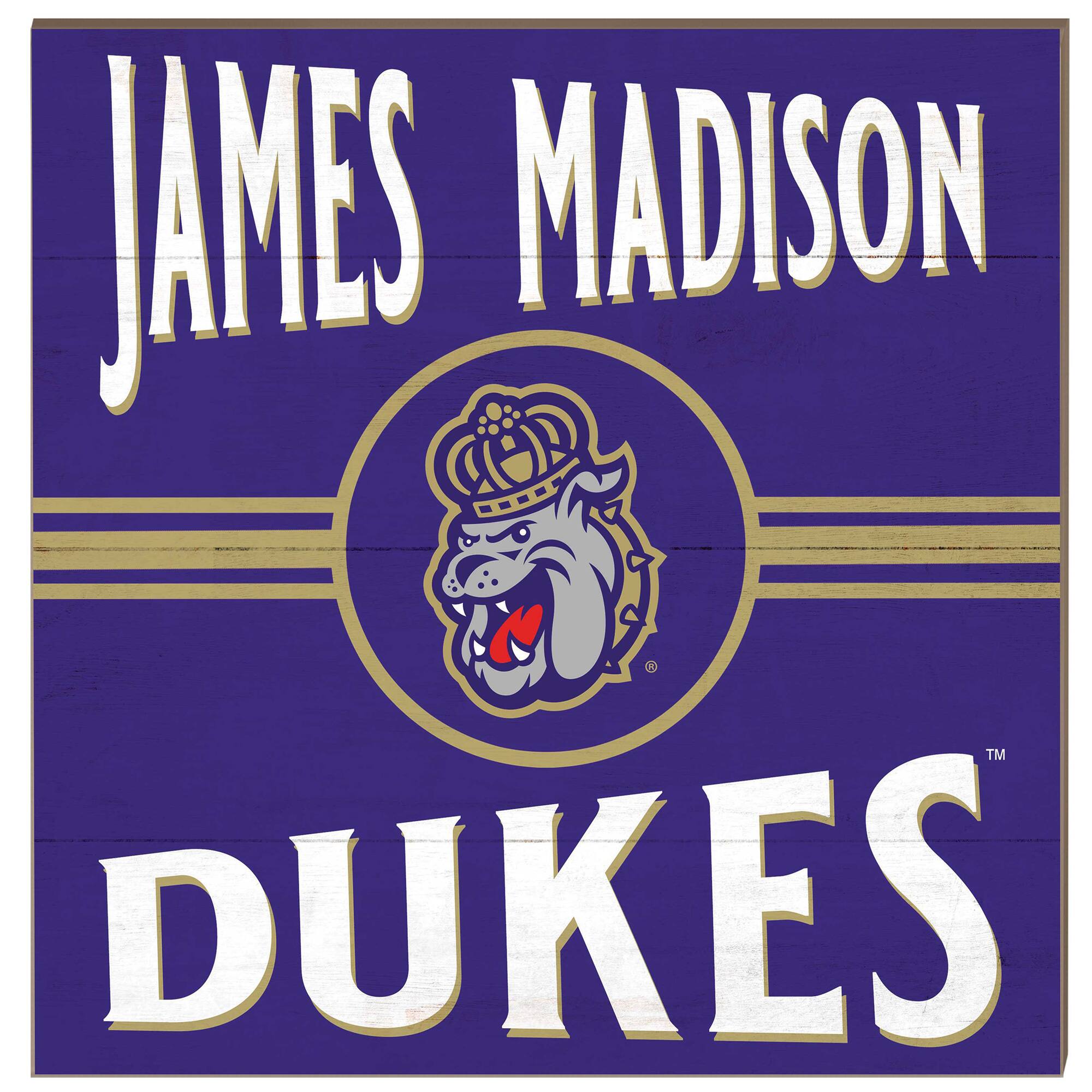 James Madison Dukes 10'' x 10'' Retro Team Sign