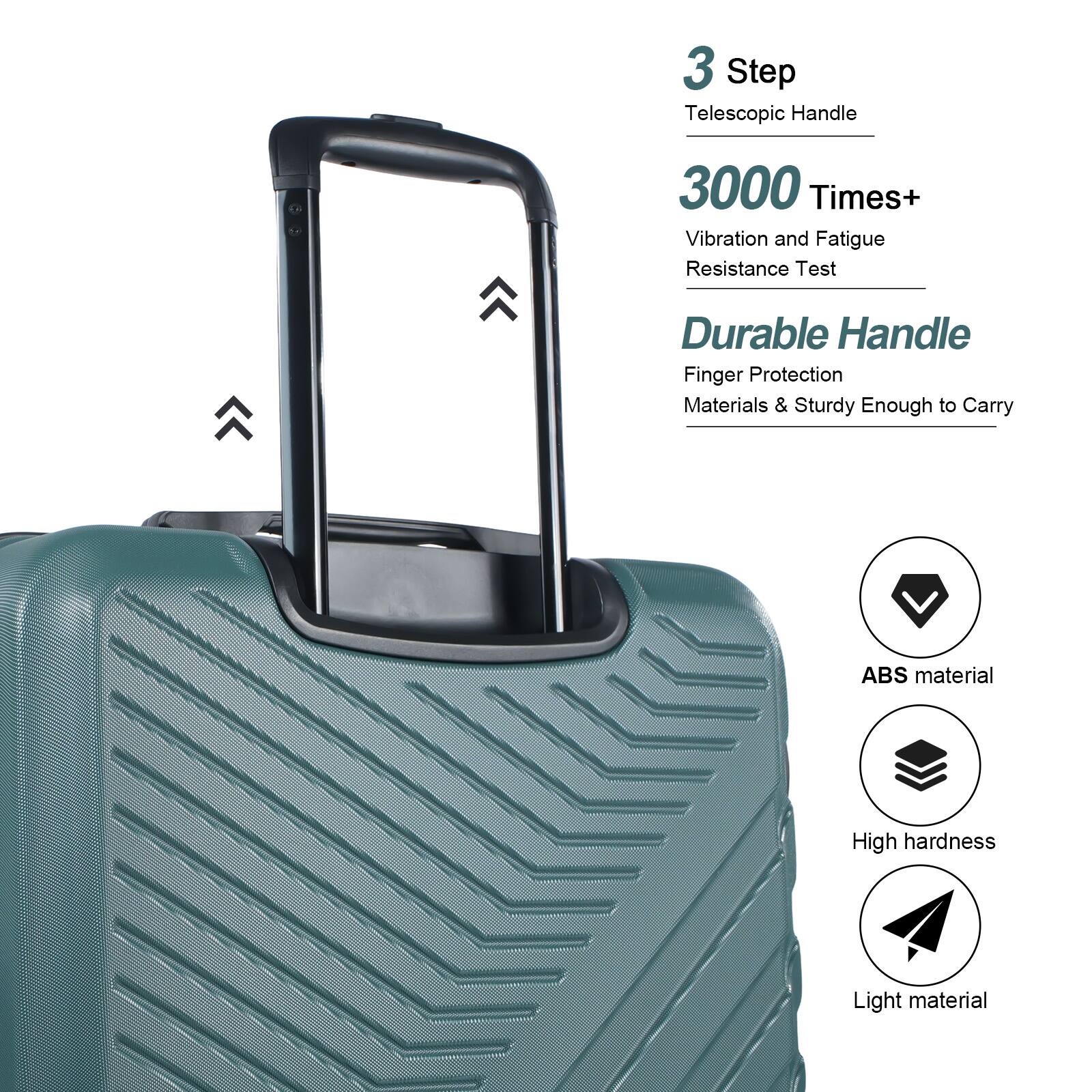 3 Step Telescopic Handle

3000 Times+ Vibration and Fatigue Resistance Test

Durable Handle Finger Protection Materials & Sturdy Enough to Carry

ABS material

High hardness

Light material