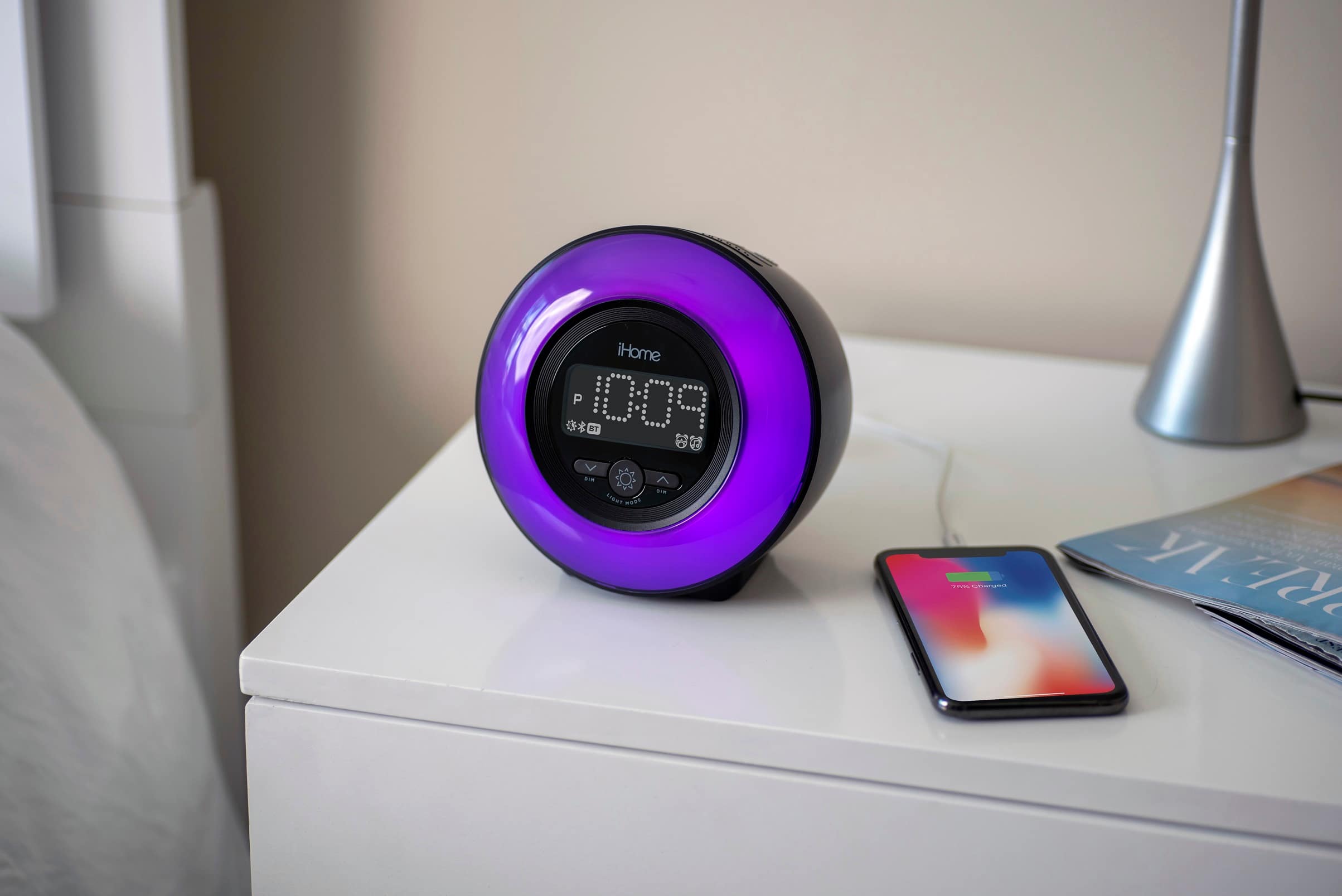 Alt View 24. iHome - PowerClock Glow - Bluetooth Color Changing FM Alarm Clock Radio - Black.