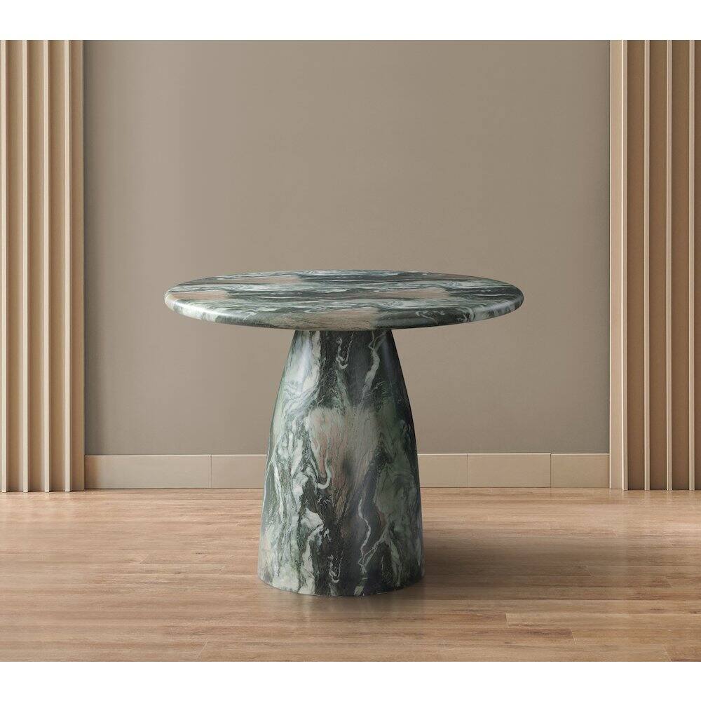 Alt View 1. Meridian Furniture - Cosenza Green 36" Marble Finish Concrete Dining Table - Green.
