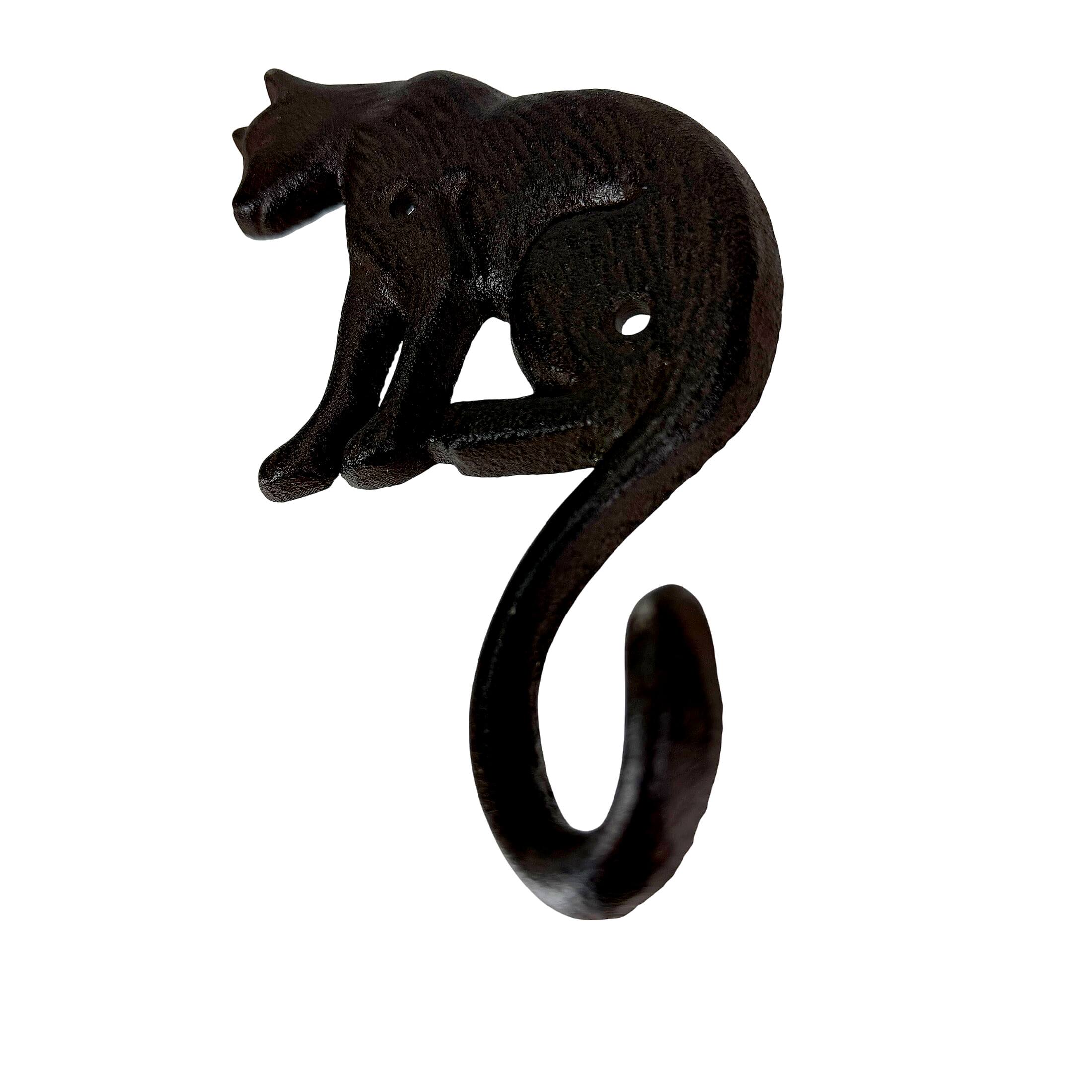 Alt View 2. Things2Die4 - Set of 3 Cast Iron Cat Wall Hooks Aged Brown Rustic 6.5 in Decorative - Brown.