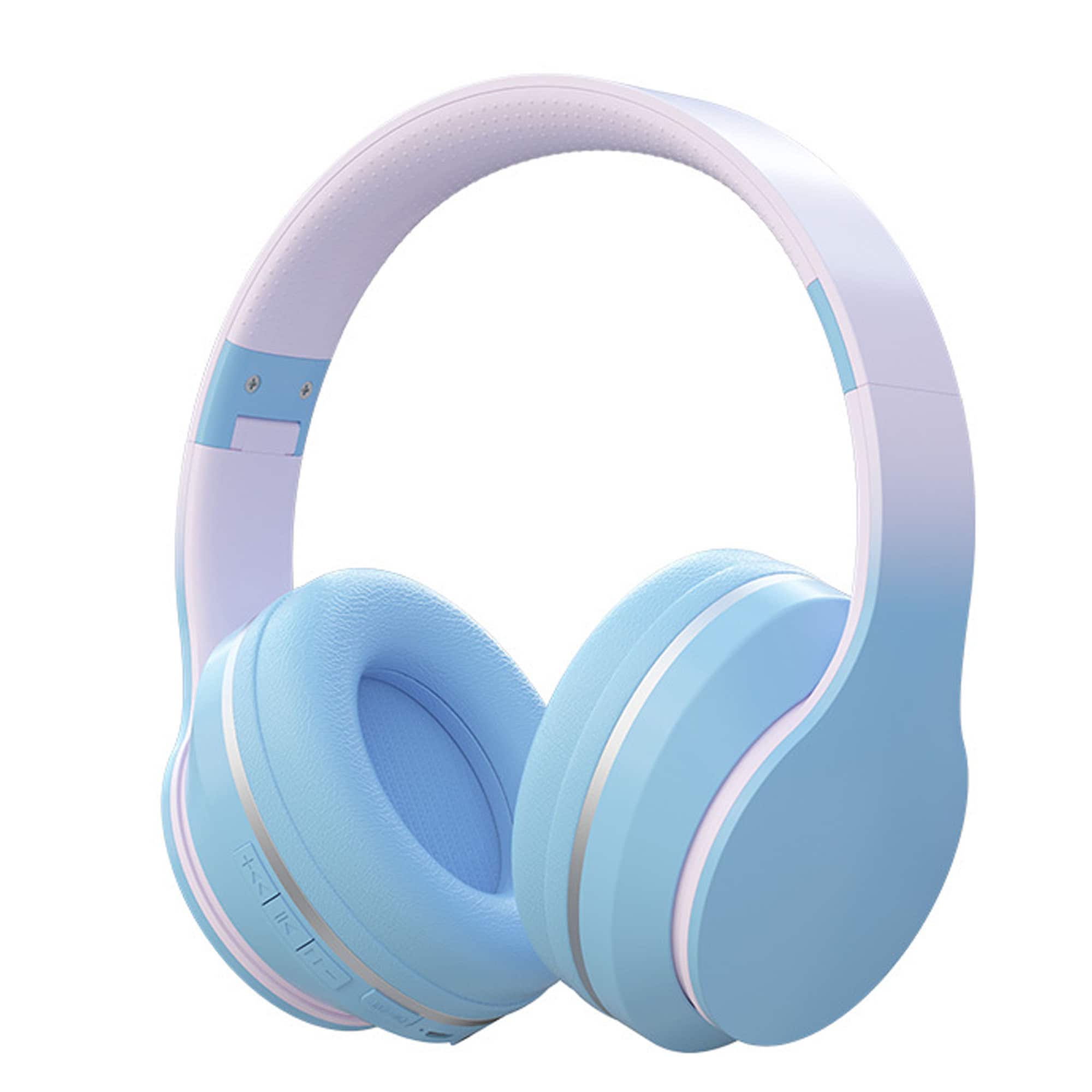 YONWAY - Gradient Over Ear Bluetooth Headset, Foldable Adjustable Children Headphone, Built-In Microphone for Girl Birthday Gift