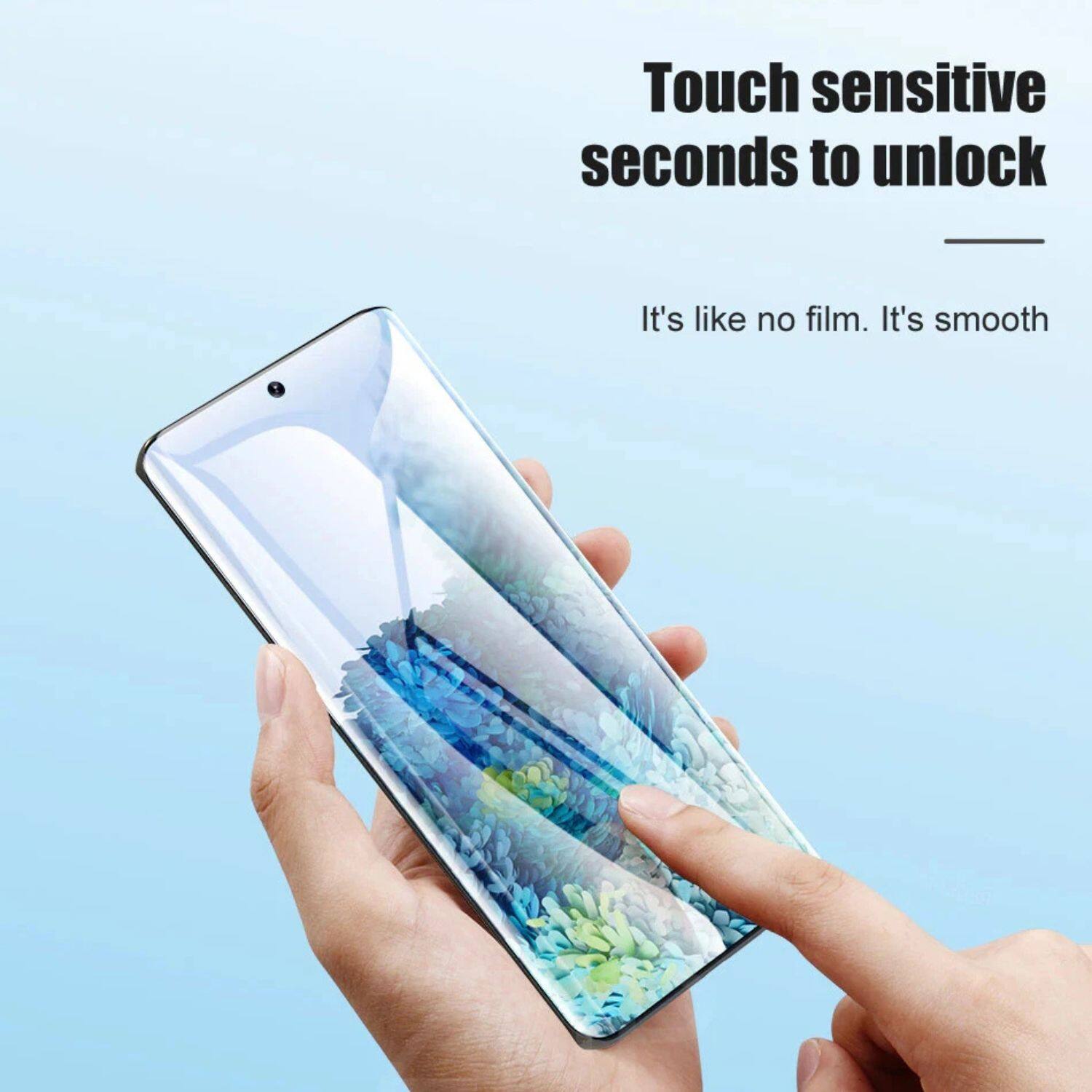 Touch sensitive seconds to unlock  
It's like no film. It's smooth