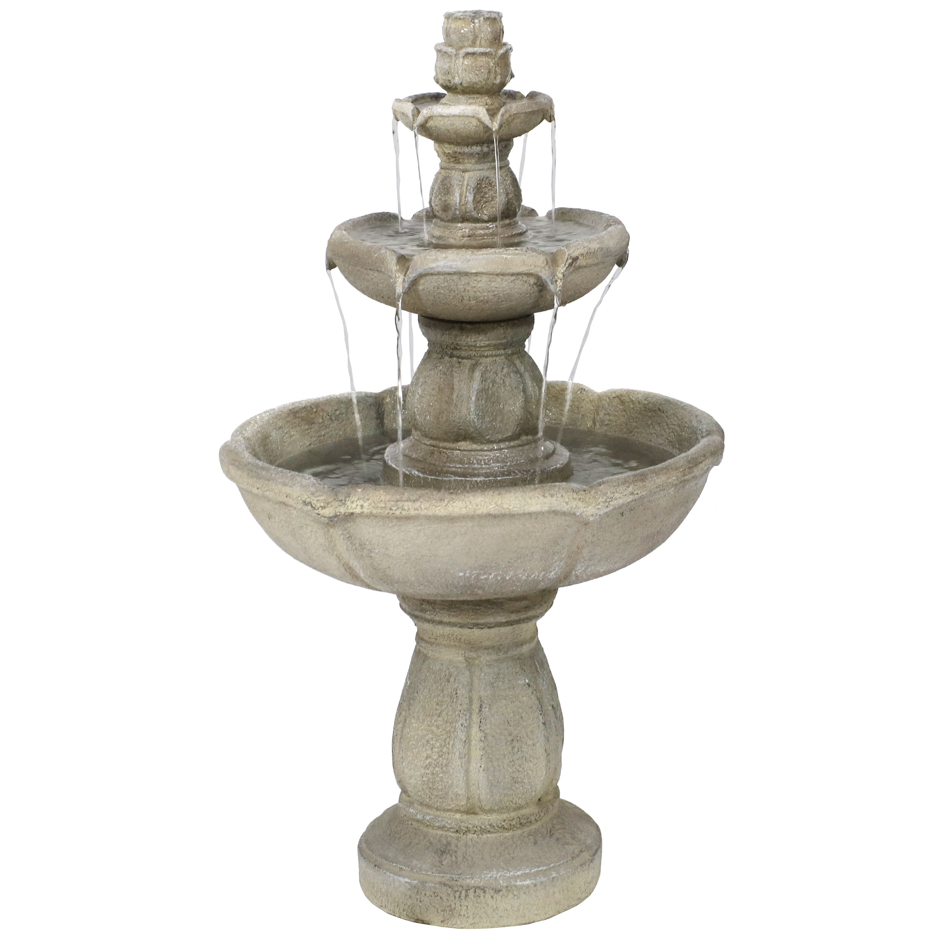 Sunnydaze - Birds' Delight Fiberglass Outdoor 3-Tier Water Fountain - Light Brown price history on PriceWatchPro