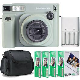 Fujifilm - INSTAX WIDE 400 Instant Film Camera and 4x INSTAX WIDE 2x10 Film Bundle - Gray