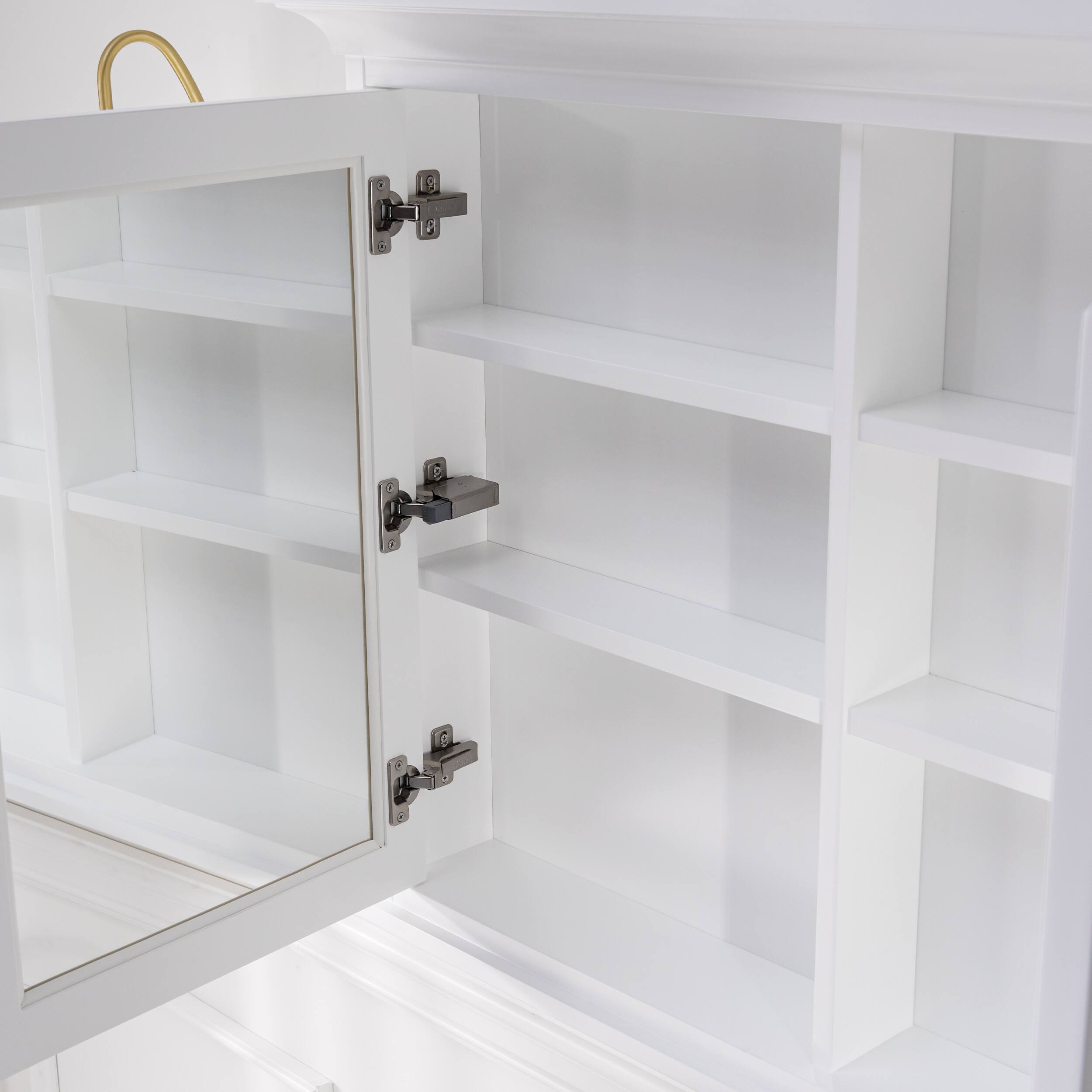 Alt View 4. WELLFOR - 40 in. W x 30 in. H Rectangular Solid Wood Medicine Cabinet with Mirror with Double Door - White.
