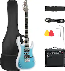 Winado - 39" Full Size Electric Guitar Kit for Beginners, Starter Electric Guitar Set with 20W Amp & HSH Pickups, Model 170 (Ocea