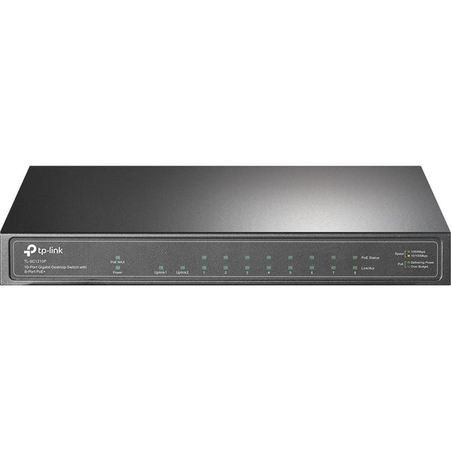 TP-Link - TL-SG1210P - 8-Port Gigabit PoE Switch - 8 PoE+ Ports @63W, w/ 1 Uplink Gigabit Port + 1 SFP Slot - Unknown
