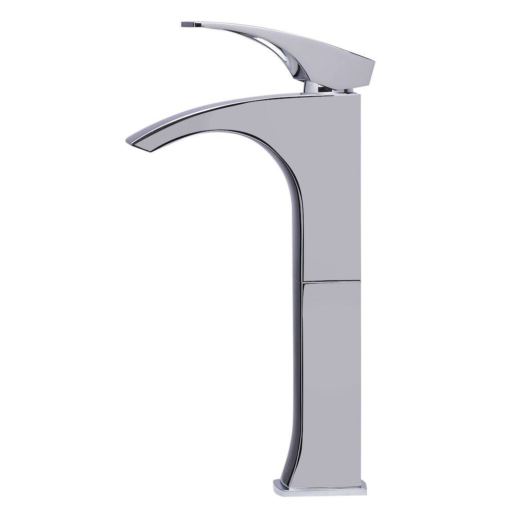 Angle. Alfi - Tall Polished Chrome Single Lever Bathroom Faucet - Silver.