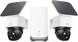eufy - SoloCam S3 2‑Cam Kit, Solar Security Camera, Wireless Outdoor Camera, 360° Pan/Tilt, No Blind Spots, No Fees - Black+White