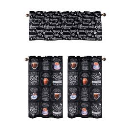 RT Designers Collection - Polyester Cucina Coffee 3 PC Kitchen Curtains Valance & Tiers Set 52" x 18" Muticolor - Multicolor