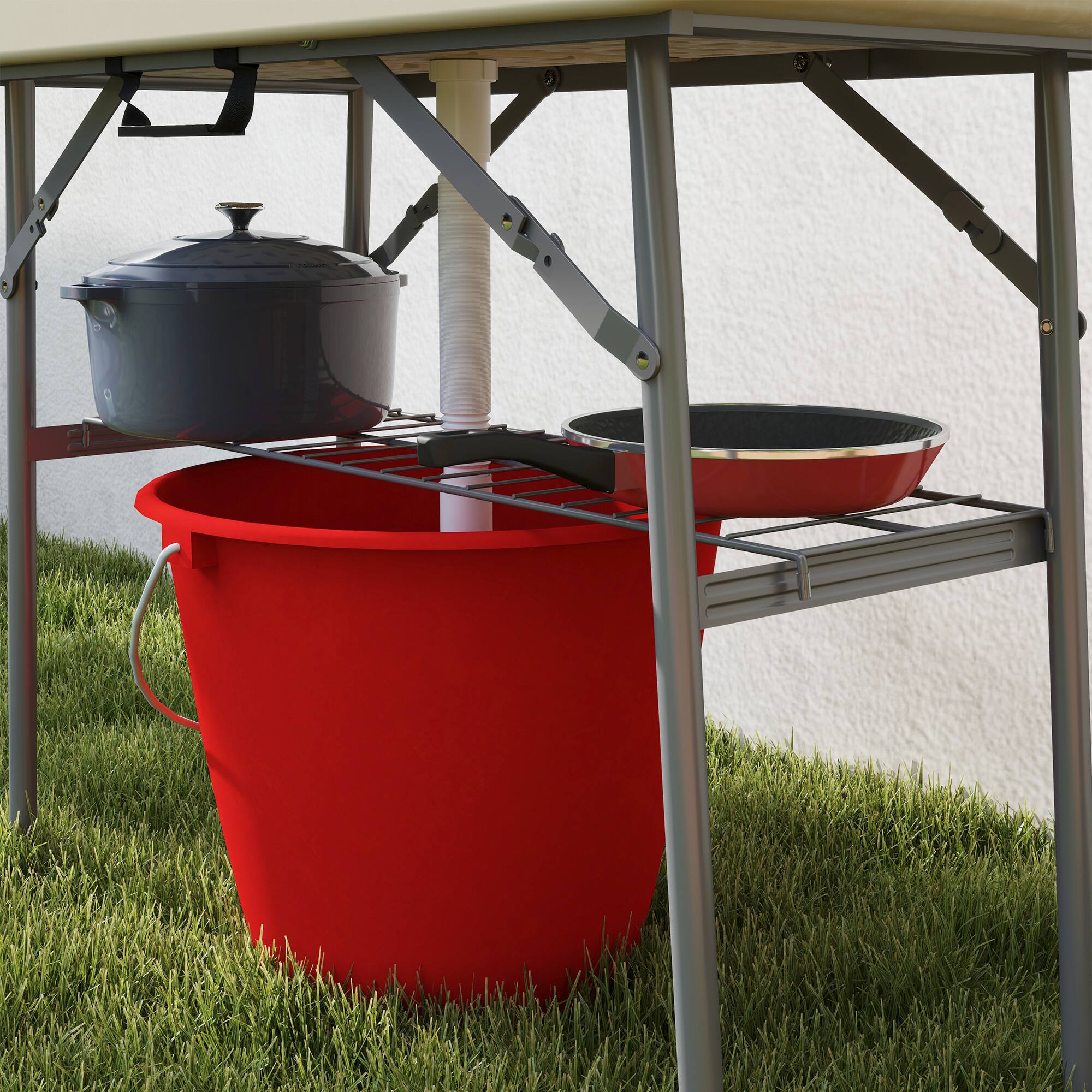 Alt View 5. Outsunny - Outsunny 3.4ft Folding Ice Cooler Table with Drain, Fill and Chill Table Outdoor Table Cooler - Tan.