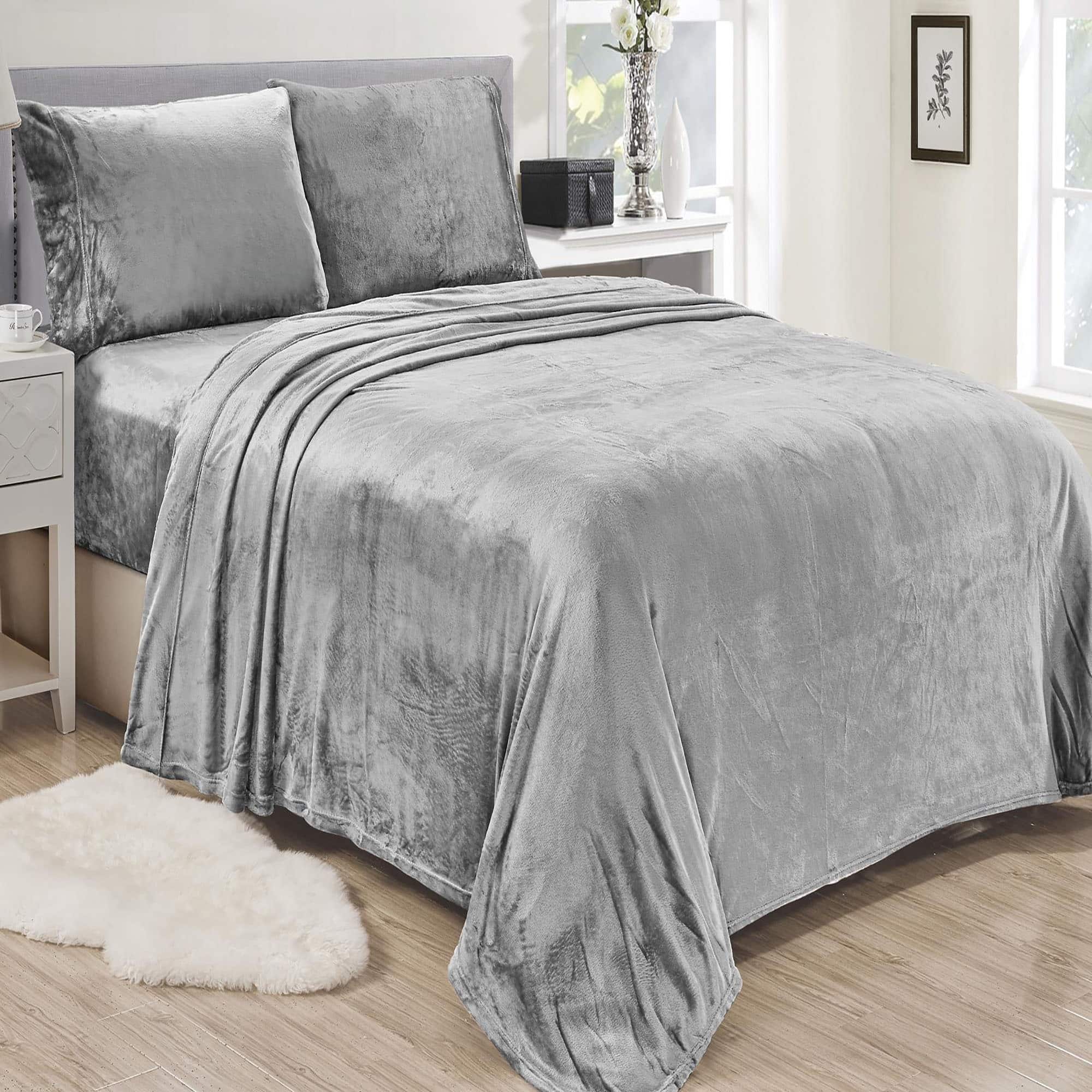 Plazatex - Lavana Microplush Ultra Premium All Season Soft Brushed Sheet Sets, Twin - Grey