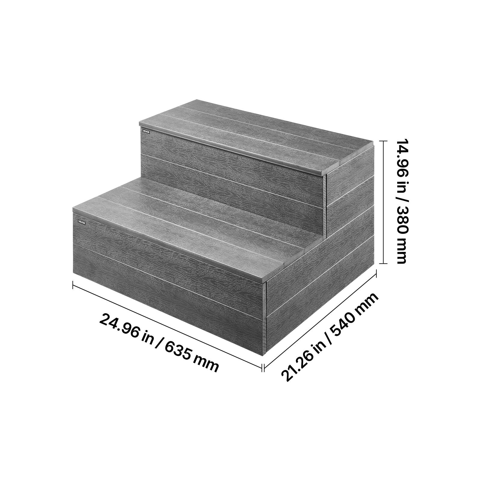 24.96 in / 635 mm  
21.26 in / 540 mm  
14.96 in / 380 mm