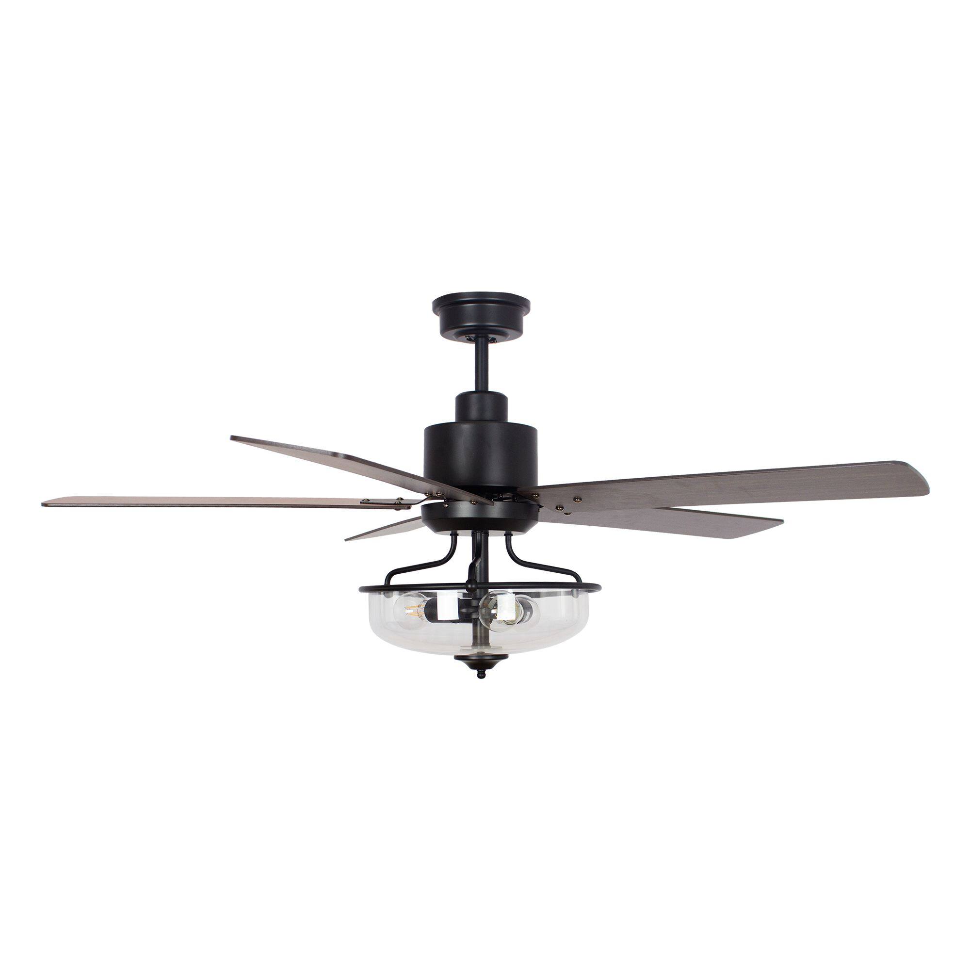 Alt View 6. Parrot Uncle - 52" Farmhouse 5-Blade Ceiling Fan with Remote Control and Glass Shade - Black.