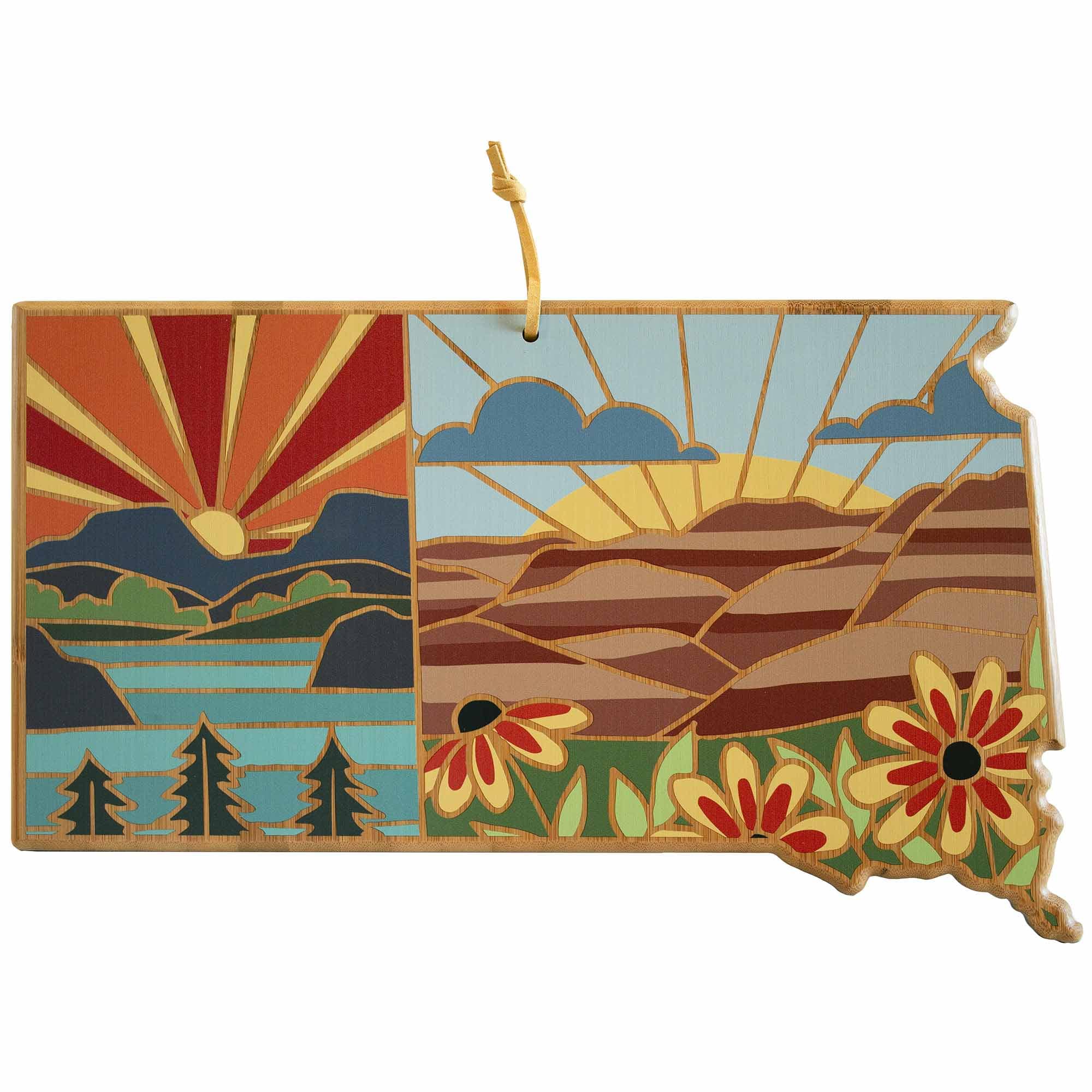 Front. Totally Bamboo - South Dakota Cutting Board with Artwork by Summer Stokes.