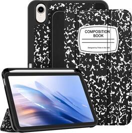 Fintie - Slim Case for iPad mini 7th Generation (A17 Pro) / mini 6 8.3" Shockproof Soft TPU Back Cover with Pencil Holder - Composition Book