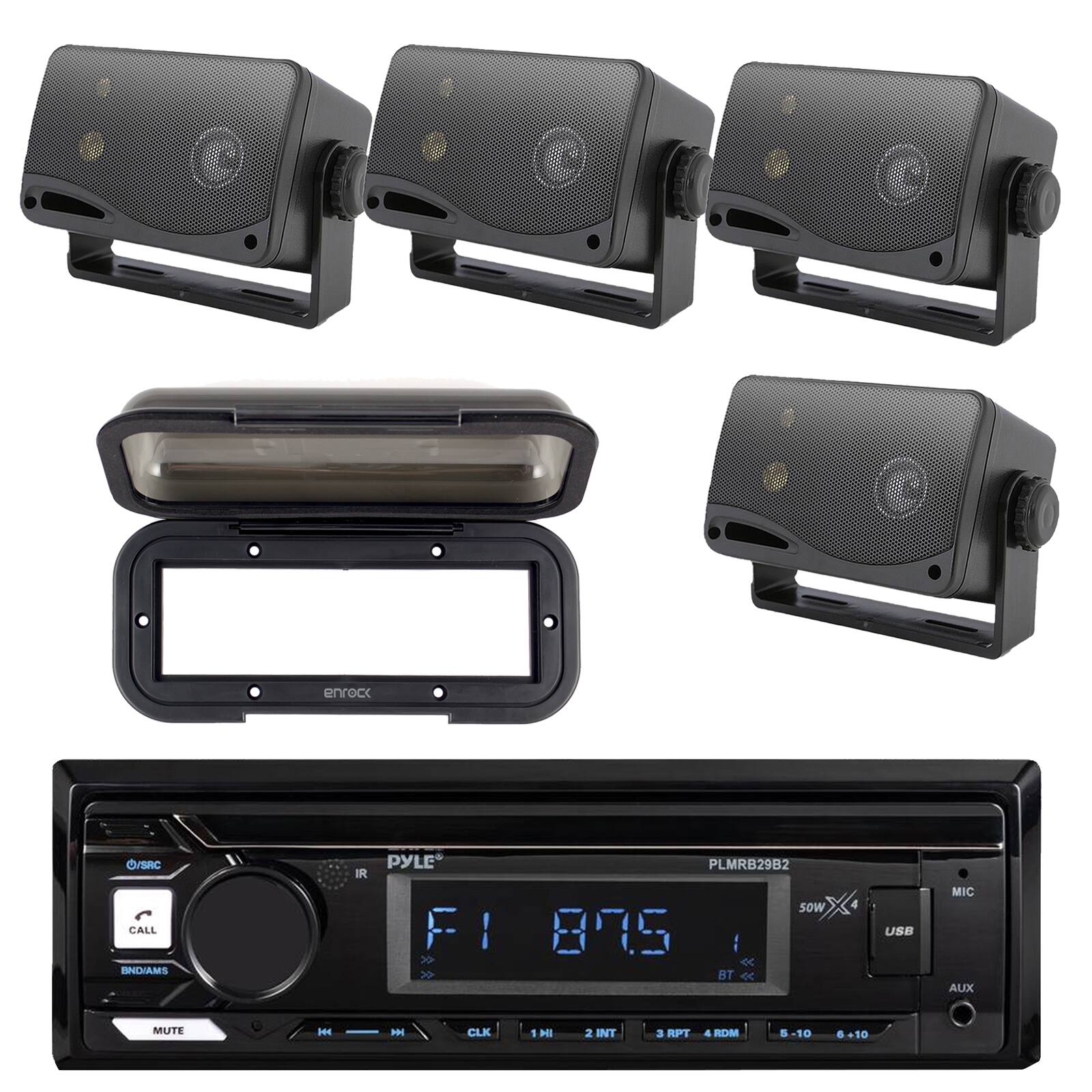 enroc O/SRC CALL SNDIAMS IR PYLE FI ! > > PLMRB29B2 sOW X 875  BT e USE MIC AUX MUTE H - CLK 1 M 2 INT a RPT 4 RDM S -10 +10