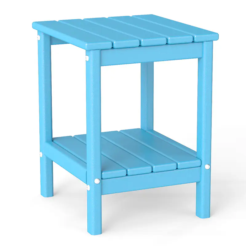 Front. FODINGHILL - Adirondack Outdoor Side Table, 14x13 Inch, All-Weather HDPE Plastic for Patio & Porch - Arctic.