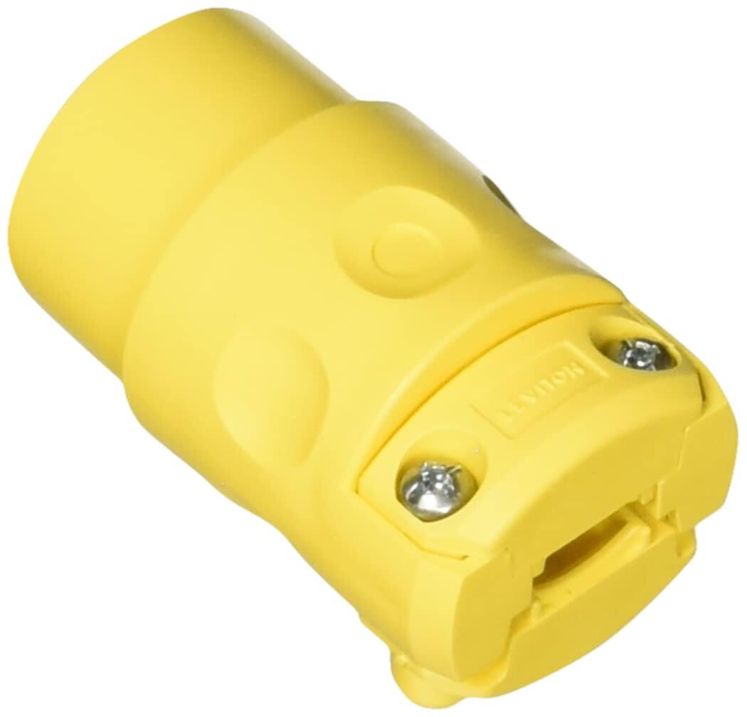 Left. Leviton - Leviton Residential Nylon Ground/Straight Blade Connector 5-15R 18-12 AWG 2 Pole 3 Wire - Yellow.
