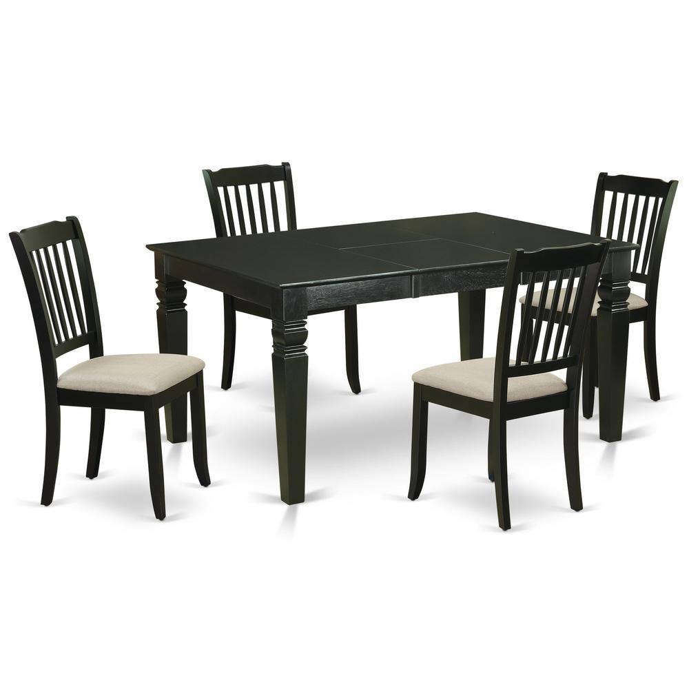 Back. East West Furniture - Dining Room Set Black - Brown.