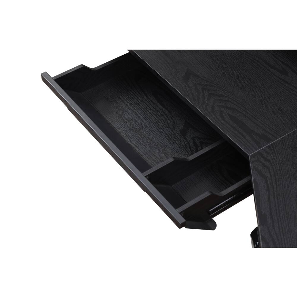 Angle. KOWO - Corner Electric Height Adjustable Standing Desk With Hutch And Drawer - Black.