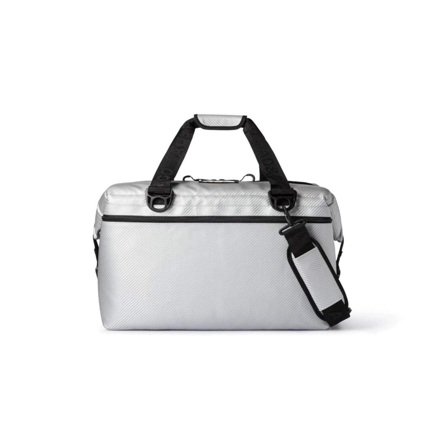 Angle. AO Coolers - AO Coolers Carbon Series 48-Pack Soft Cooler Leak-Proof and Durable (Silver) - Silver.
