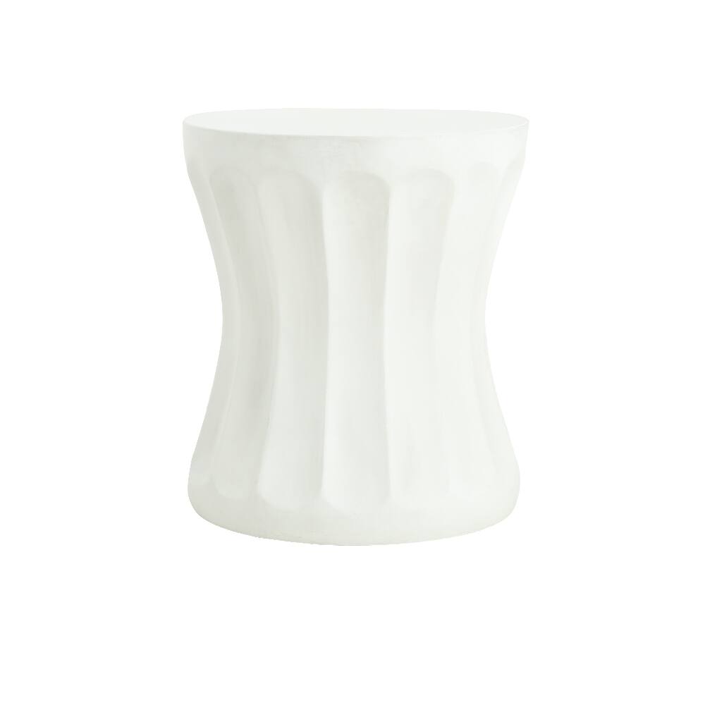 Angle. Loheer - Loheer Outdoor Side Table Round Concrete End Table Antique White Lightweight MGO Patio Accent Furniture - Antique White.